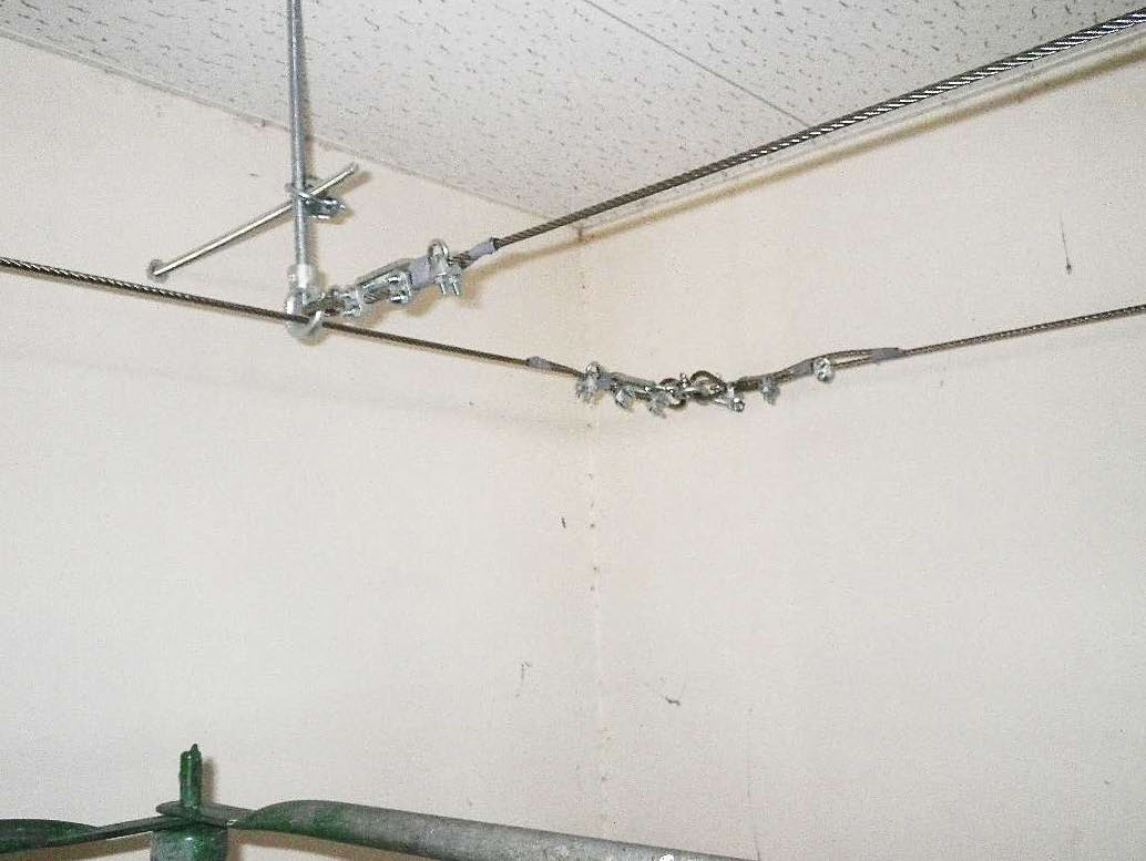 天井防護ネット工 ワイヤー展張 アイナット Wストッパー工法 吊ﾎﾞﾙﾄ補強 取付状況